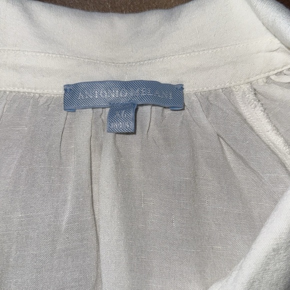 Antonio Melani Linen Blend Button Up Blouse Pouf Short Sleeve Sz XL - Picture 8 of 14